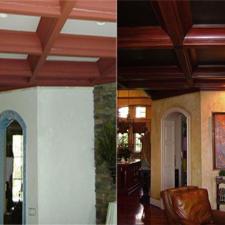 Before and after low profile plaster walls wood grained coffer ceilings and metallic bronze center ceiling panels copy